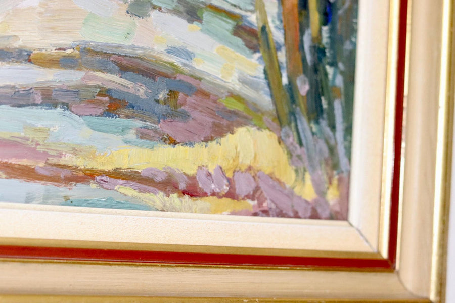 Swedish Mid-Century Oil On Board Painting" Forest Landscape "  --Vintage & Framed