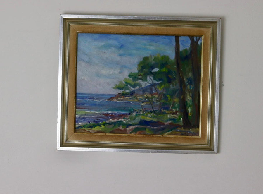 1950s Swedish Mid-Century Oil On Board Painting" Coast "--Vintage & Framed