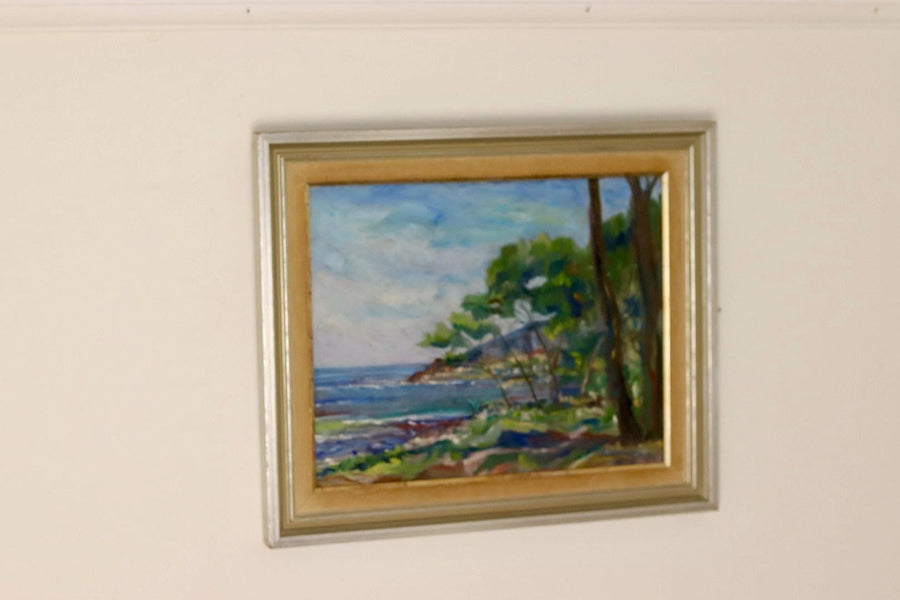 1950s Swedish Mid-Century Oil On Board Painting" Coast "--Vintage & Framed