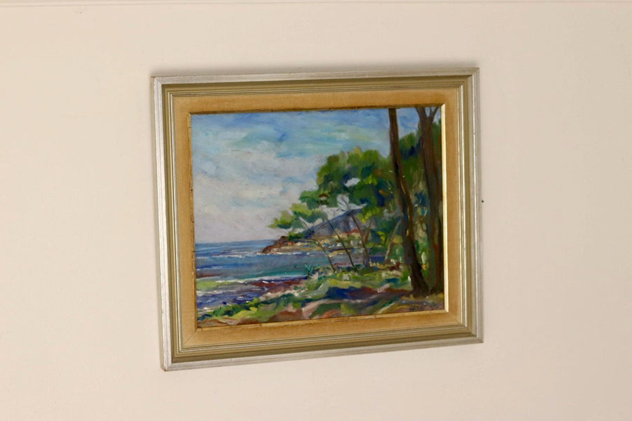 1950s Swedish Mid-Century Oil On Board Painting" Coast "--Vintage & Framed