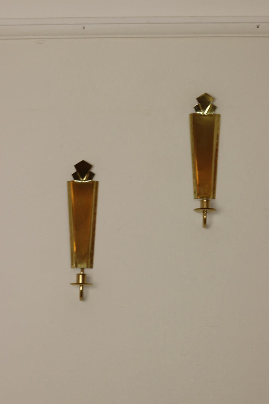 Pair Of Mid Century Swedish Brass Sconces by Arvika