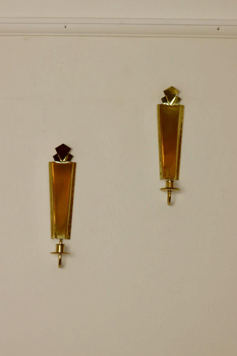 Pair Of Mid Century Swedish Brass Sconces by Arvika