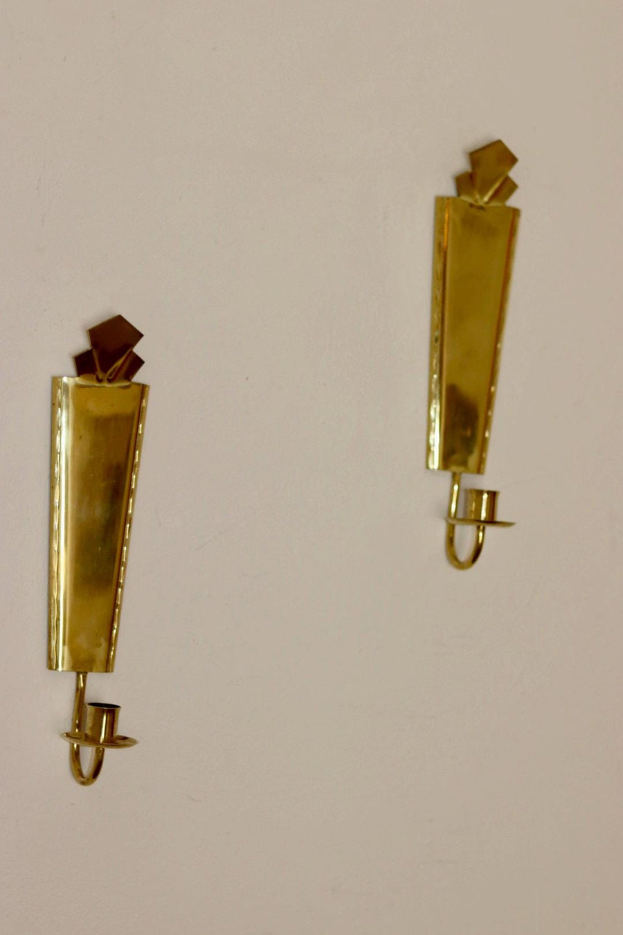 Pair Of Mid Century Swedish Brass Sconces by Arvika