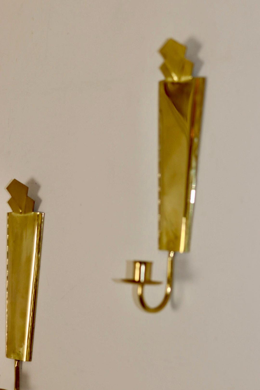 Pair Of Mid Century Swedish Brass Sconces by Arvika