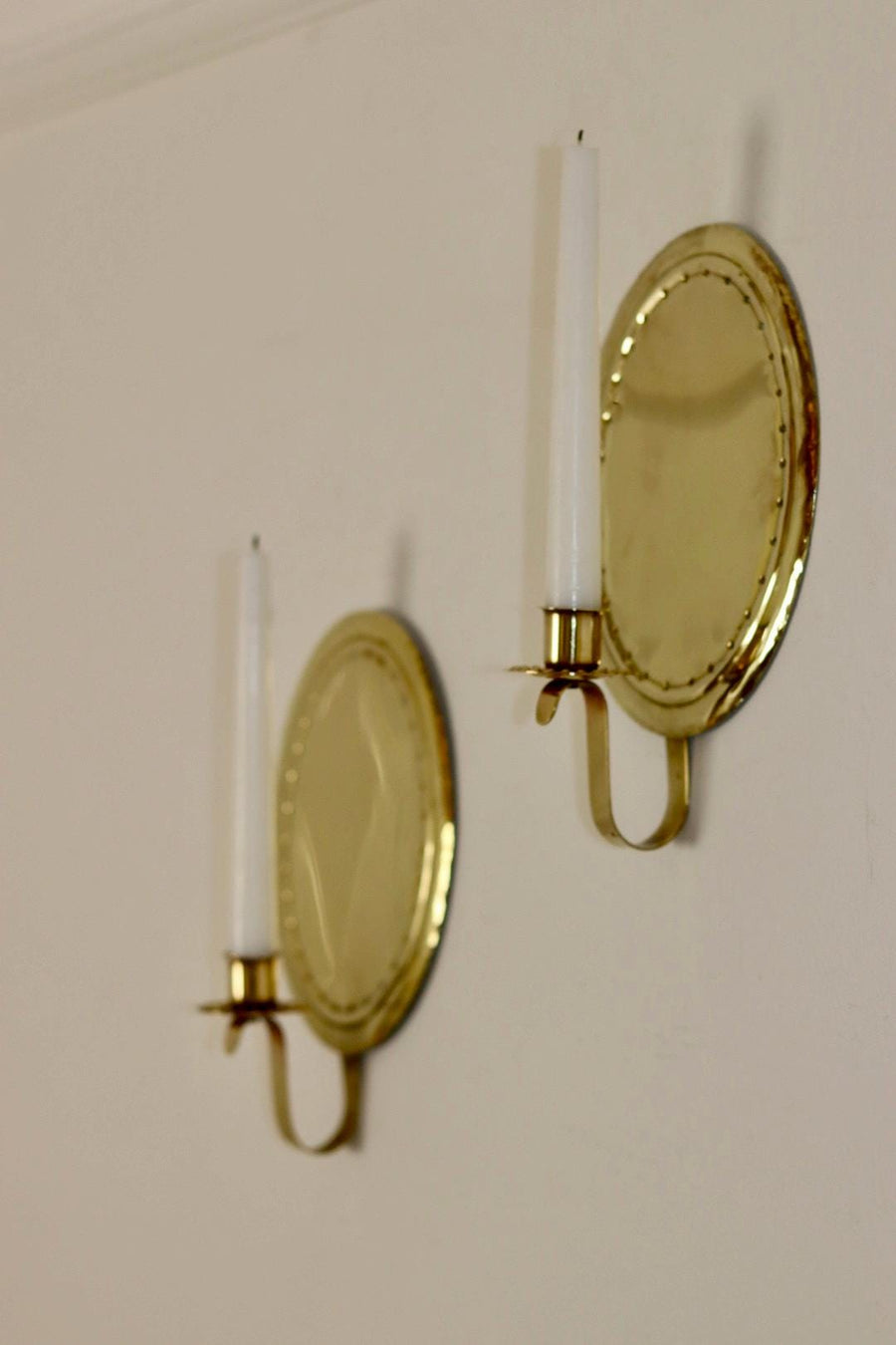 Pair Of Mid Century Swedish Brass Sconces