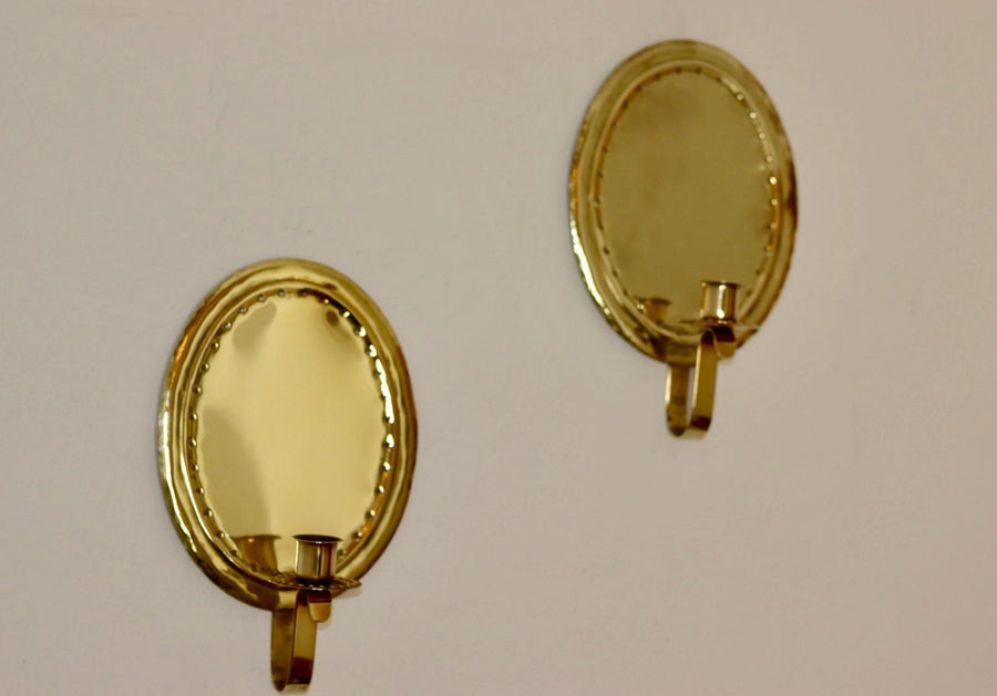 Pair Of Mid Century Swedish Brass Sconces