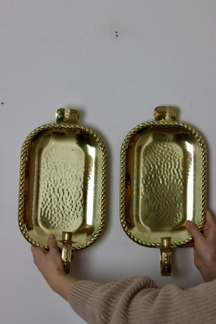 Pair Of Mid Century Swedish Brass Sconces