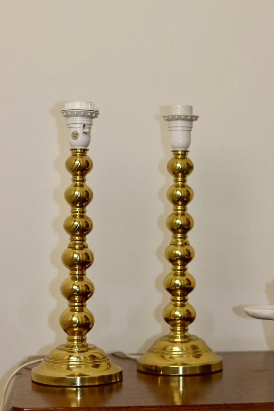 Pair of Mid Century Swedish Brass Lamps