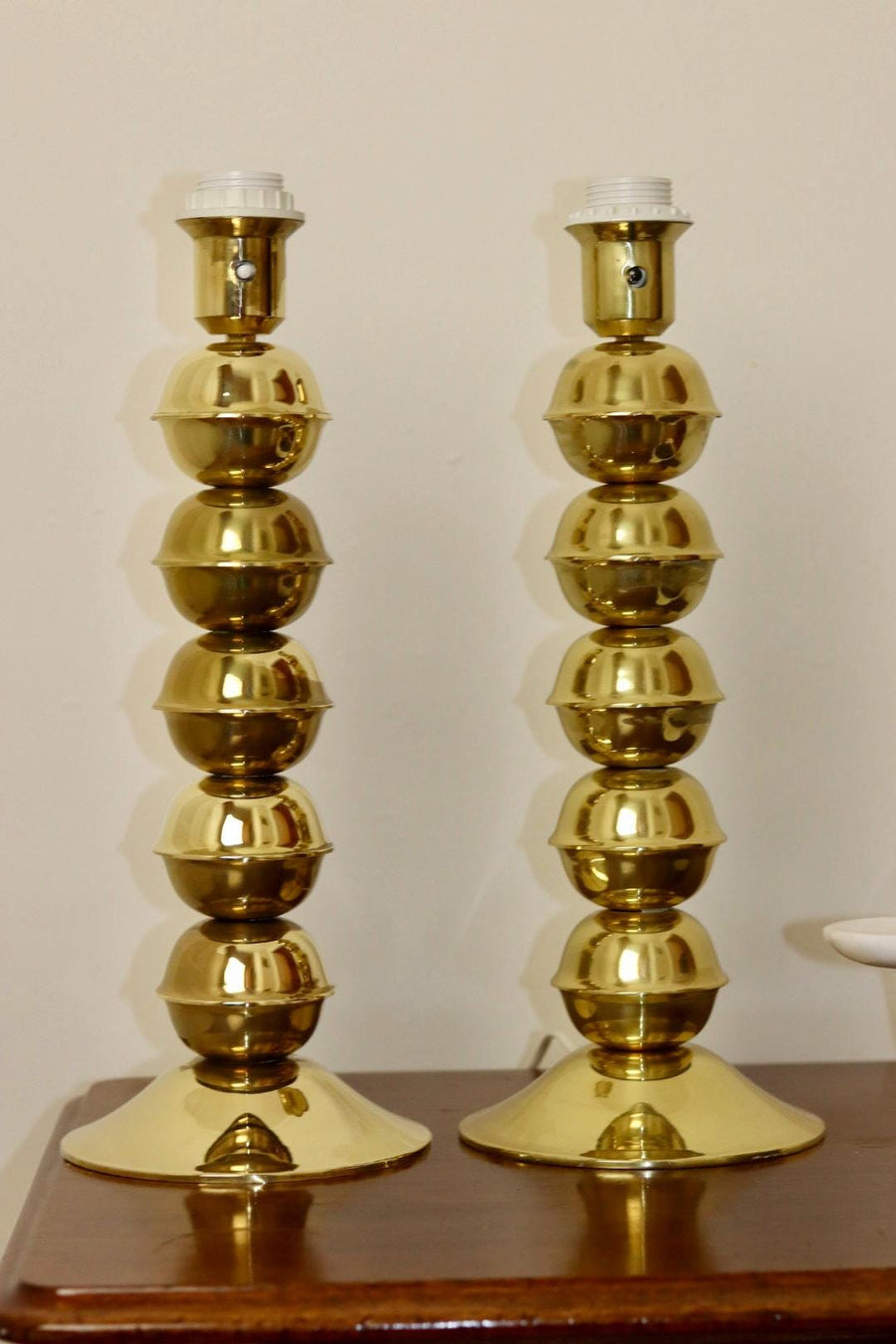 Mid-Century Tall Swedish Brass Bobbin lamp