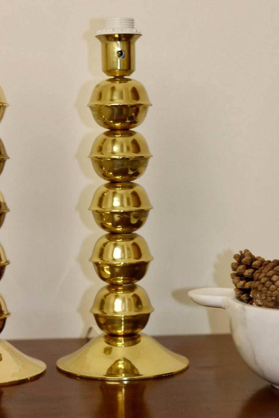 Mid-Century Tall Swedish Brass Bobbin lamp