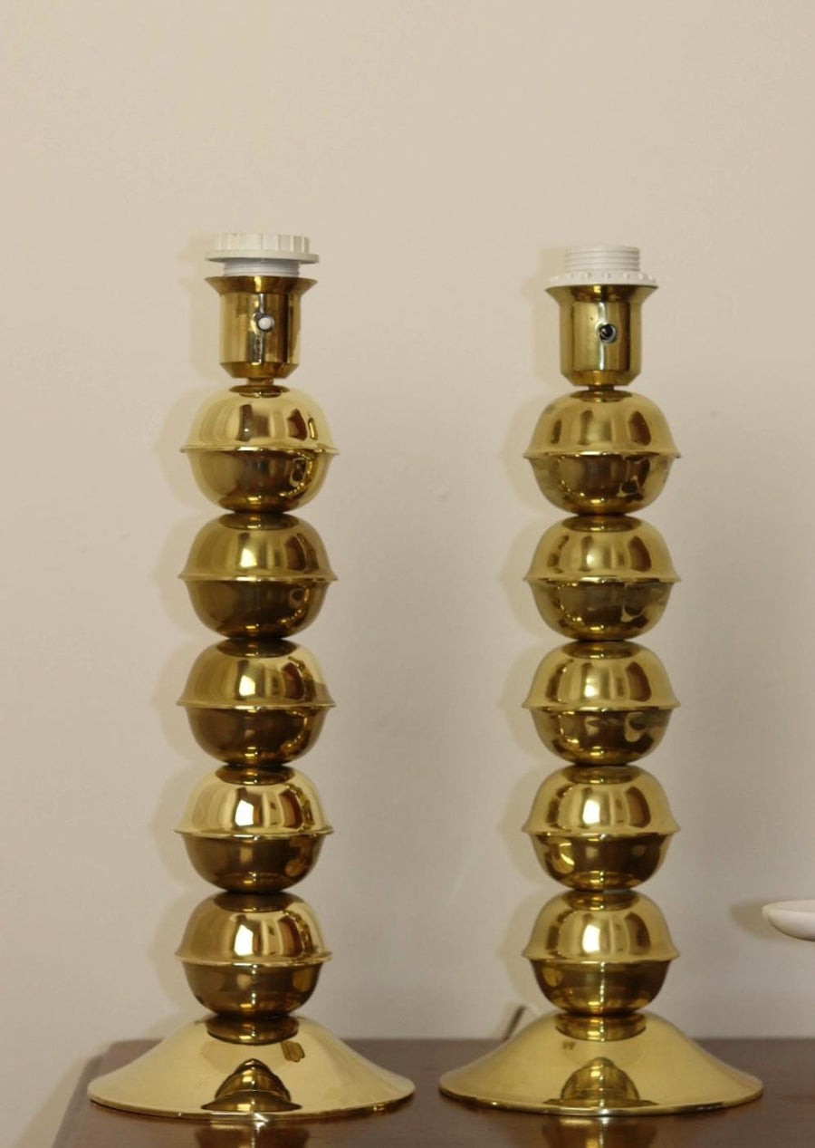 Mid-Century Tall Swedish Brass Bobbin lamp