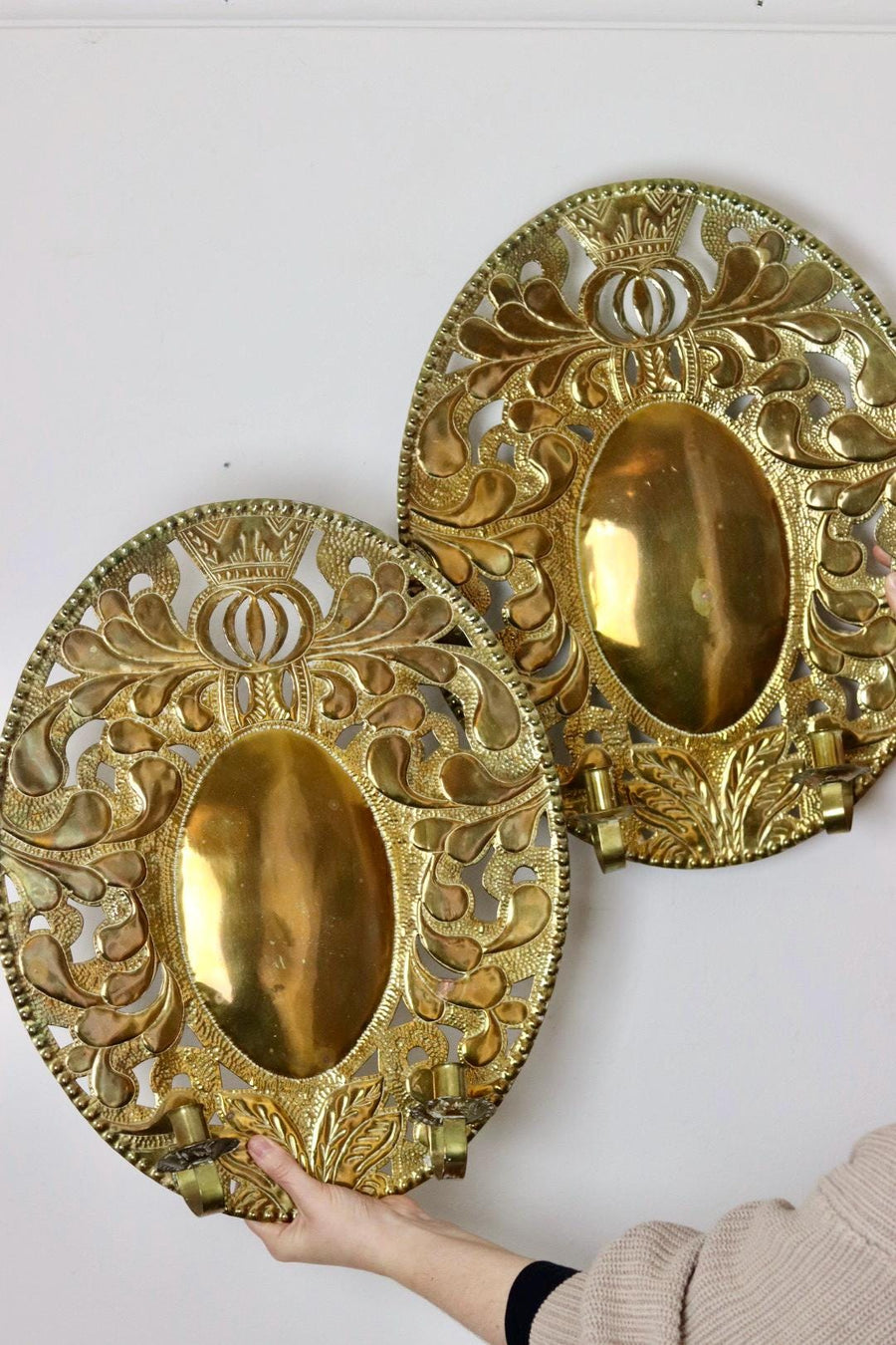 A Pair of baroque Swedish Brass Sconces