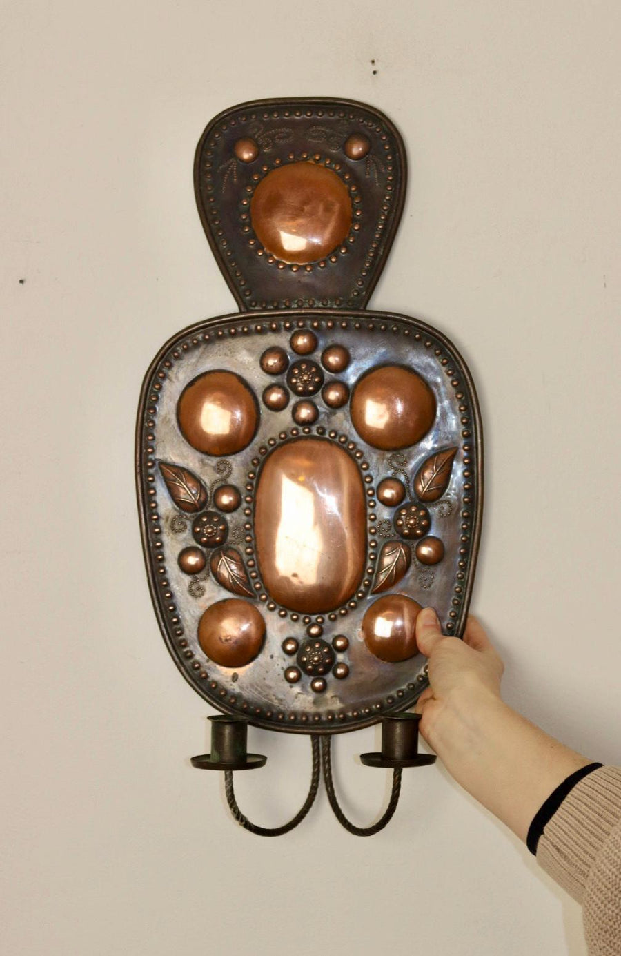 Baroque Style Large Swedish Copper Sconce