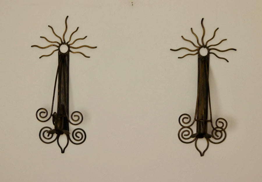 Pair Of Mid Century Swedish Metal Sconces