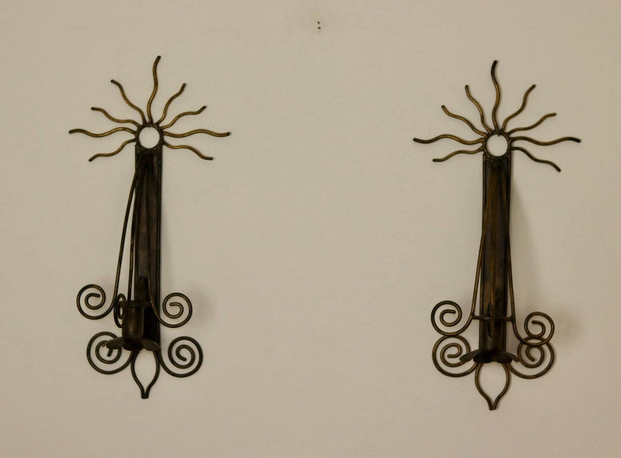 Pair Of Mid Century Swedish Metal Sconces