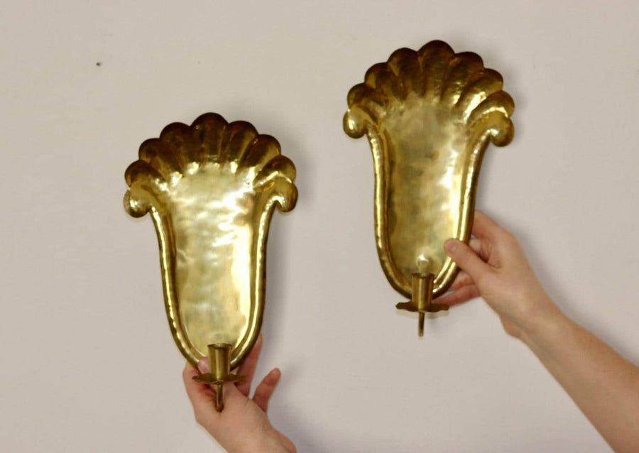 Pair Of Mid Century Swedish Brass Sconces