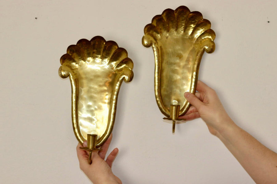 Pair Of Mid Century Swedish Brass Sconces