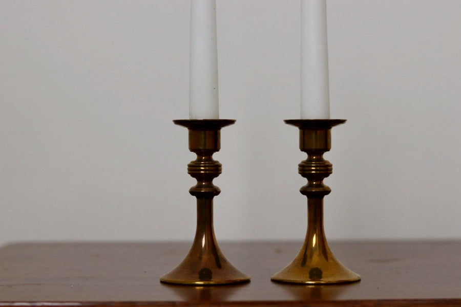 Pair of Vintage Swedish Brass Candleholder