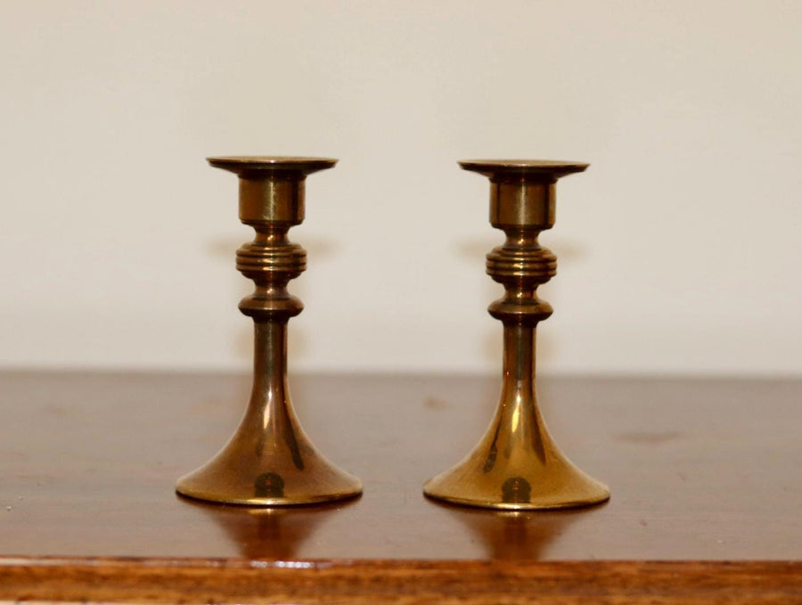 Pair of Vintage Swedish Brass Candleholder