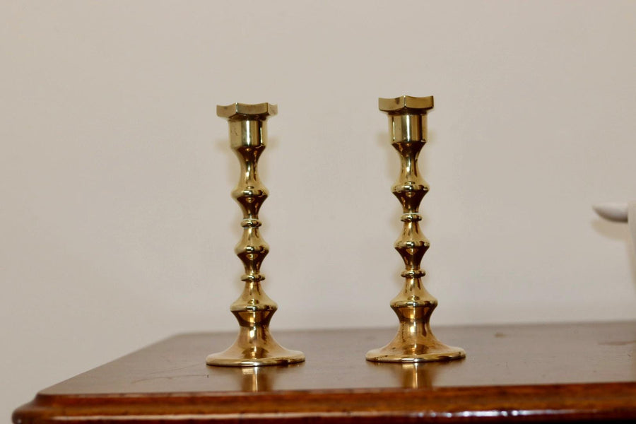 Pair of Vintage Swedish Brass Candleholder