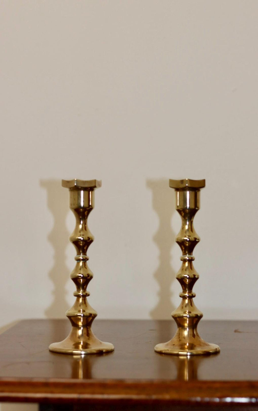 Pair of Vintage Swedish Brass Candleholder