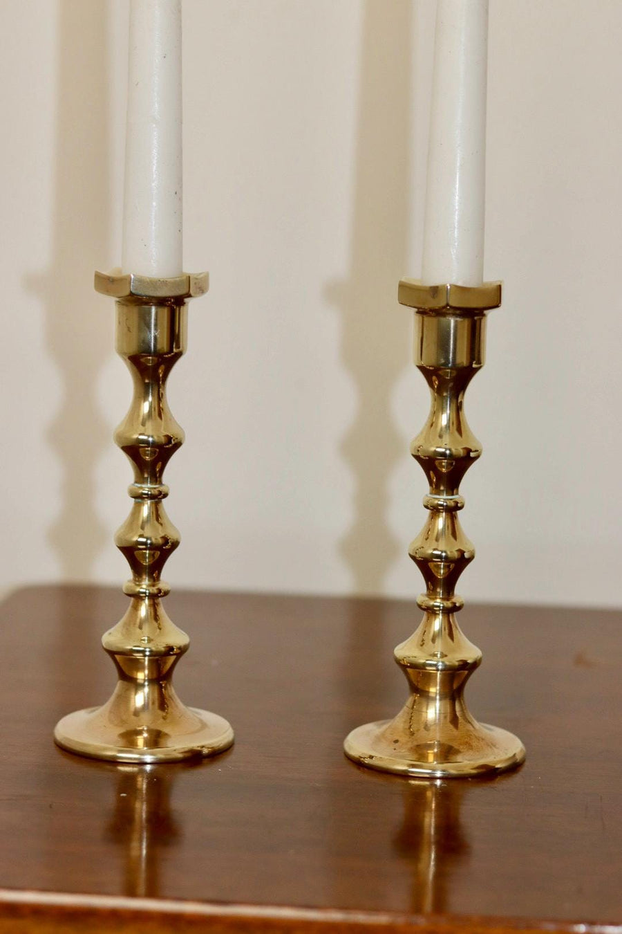 Pair of Vintage Swedish Brass Candleholder