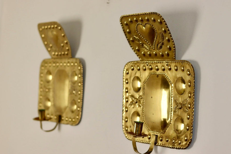 A Pair of Mid Century Swedish Brass Sconces