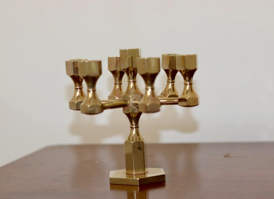 Swedish Brass Seven Arm Candelabra By Gusum