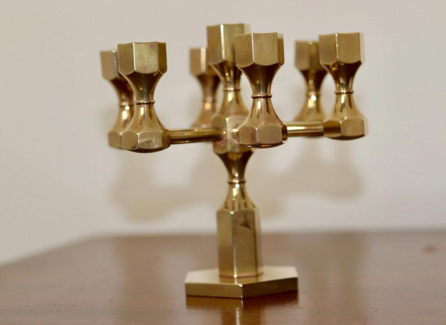 Swedish Brass Seven Arm Candelabra By Gusum