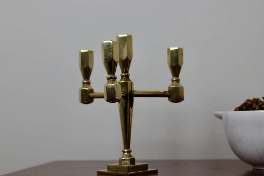 Four-Arm Swedish Brass Candelabra by Gusum