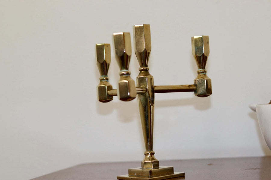 Four-Arm Swedish Brass Candelabra by Gusum