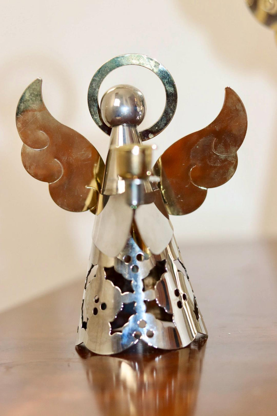 Vintage Swedish Metal Angel Candleholder