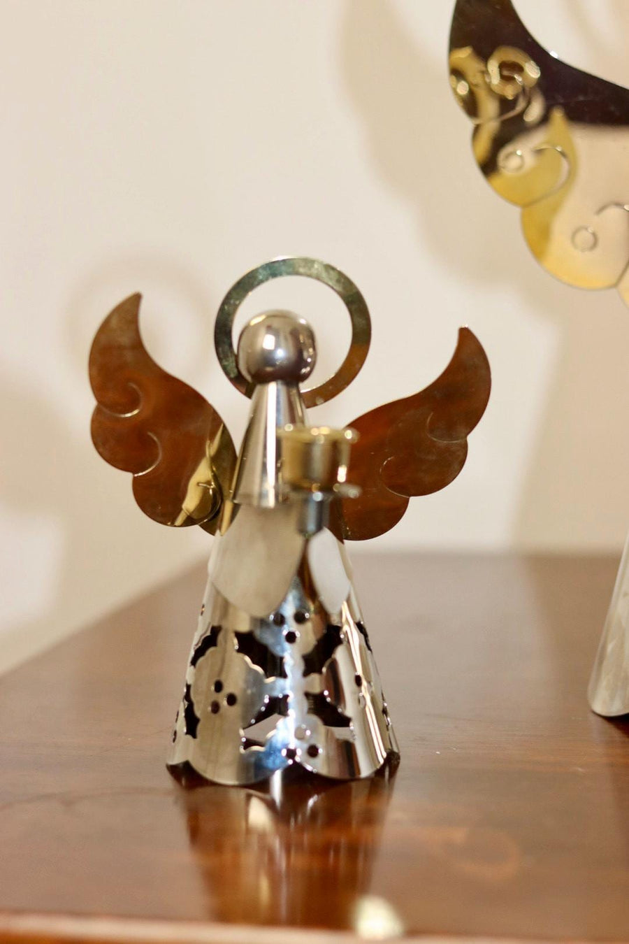 Vintage Swedish Metal Angel Candleholder