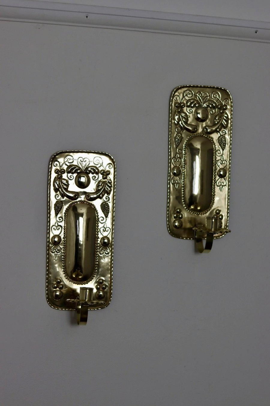 Pair Of Mid Century Swedish Brass Sconces