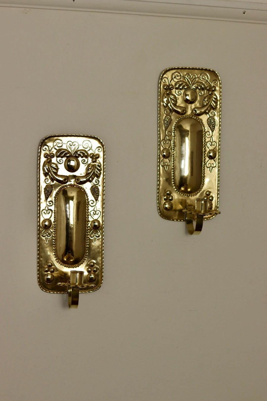 Pair Of Mid Century Swedish Brass Sconces