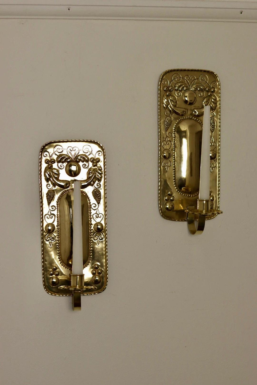 Pair Of Mid Century Swedish Brass Sconces