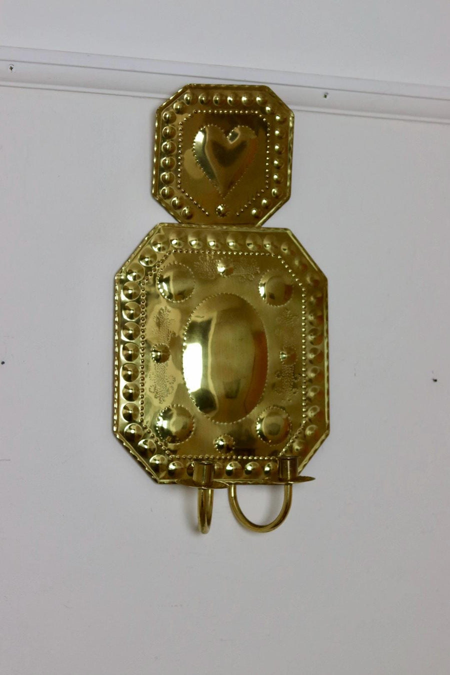 Large Swedish Brass Sconce For Two Candles