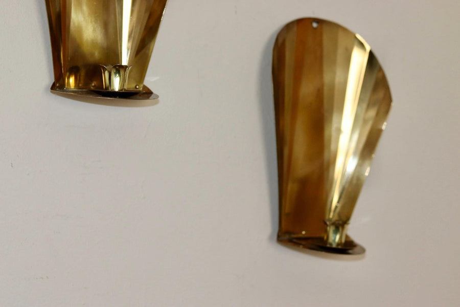 Pair Of Mid Century Swedish Brass Sconces