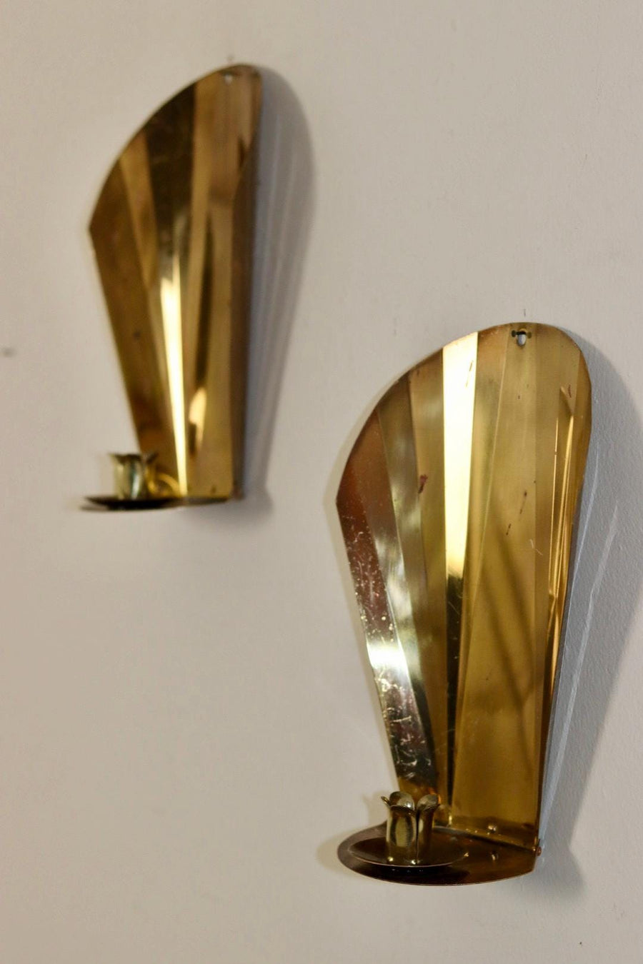 Pair Of Mid Century Swedish Brass Sconces