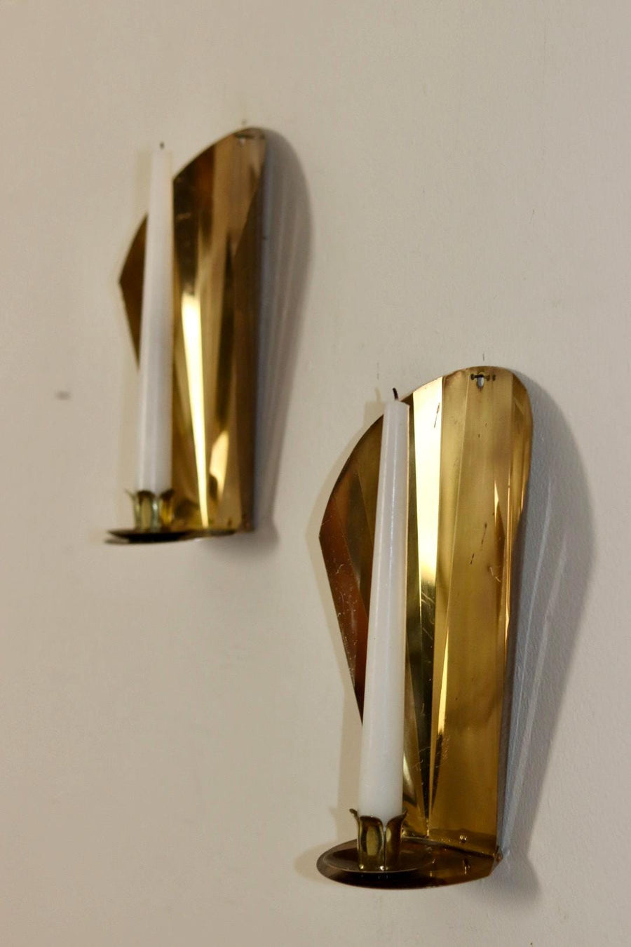 Pair Of Mid Century Swedish Brass Sconces