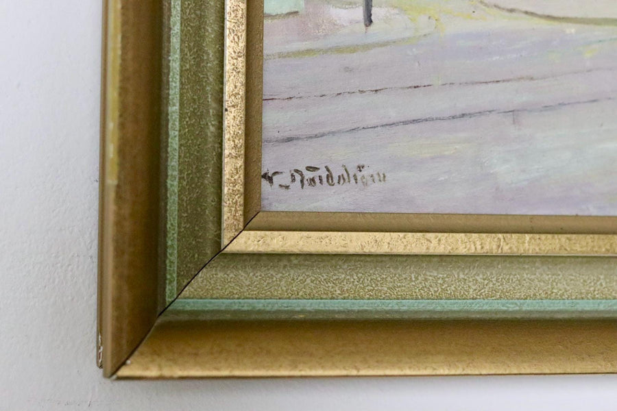 Swedish Mid-Century Oil On Canvas Painting "Gothenburg"--Vintage & Framed