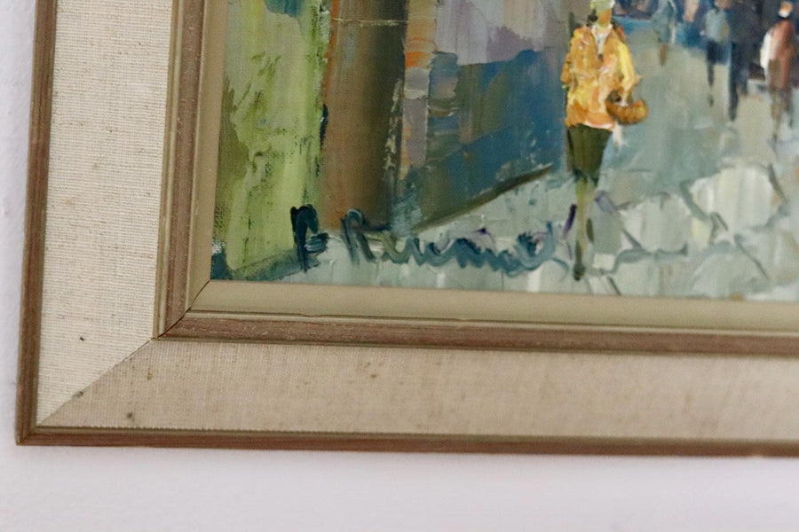 Swedish On Canvas Painting "City Scene with Arches"