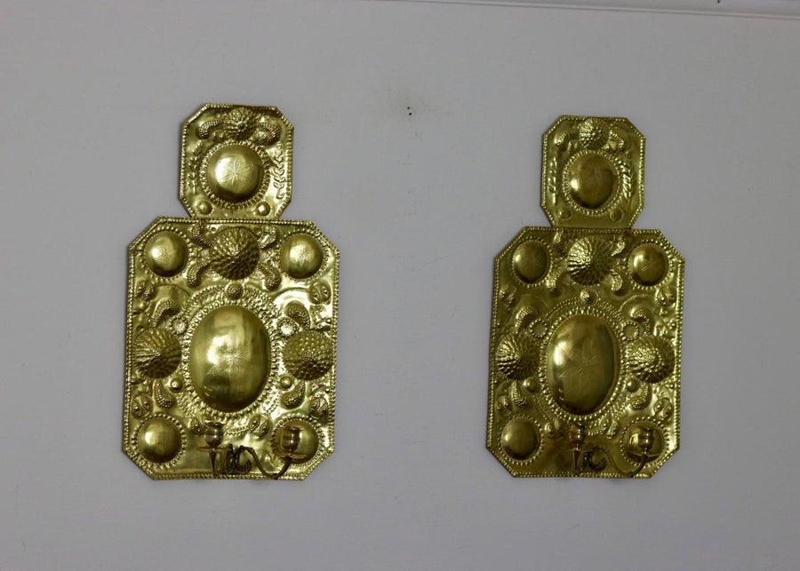 Pair of Large Swedish Brass Sconces