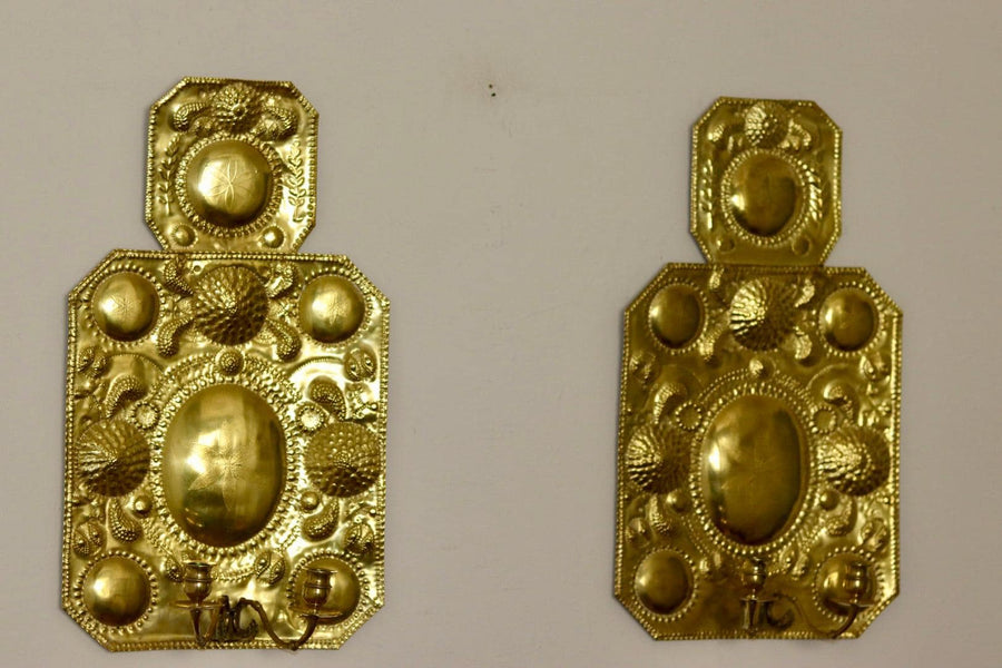 Pair of Large Swedish Brass Sconces