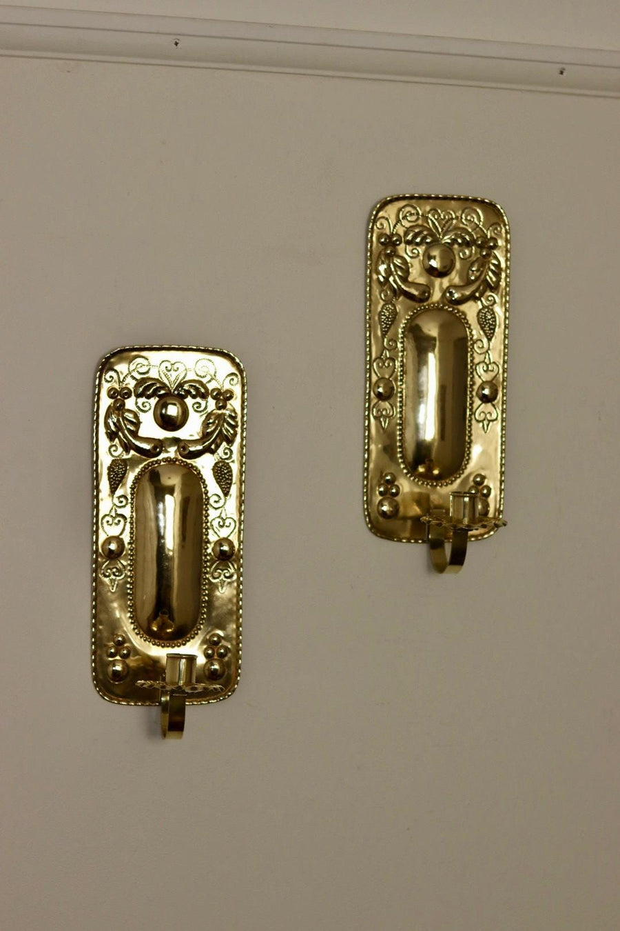 Pair Of Mid Century Swedish Brass Sconces
