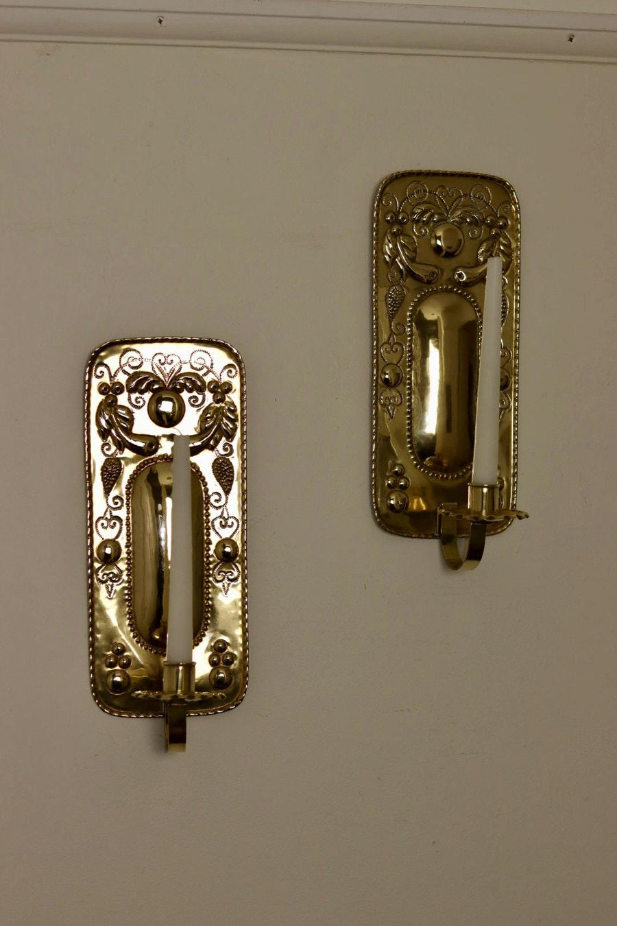 Pair Of Mid Century Swedish Brass Sconces