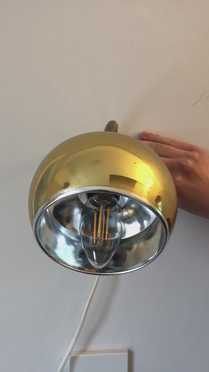 1960'S Pair of  Vintage Swedish Brass Wall Lamps by B.J.S Skellefteå