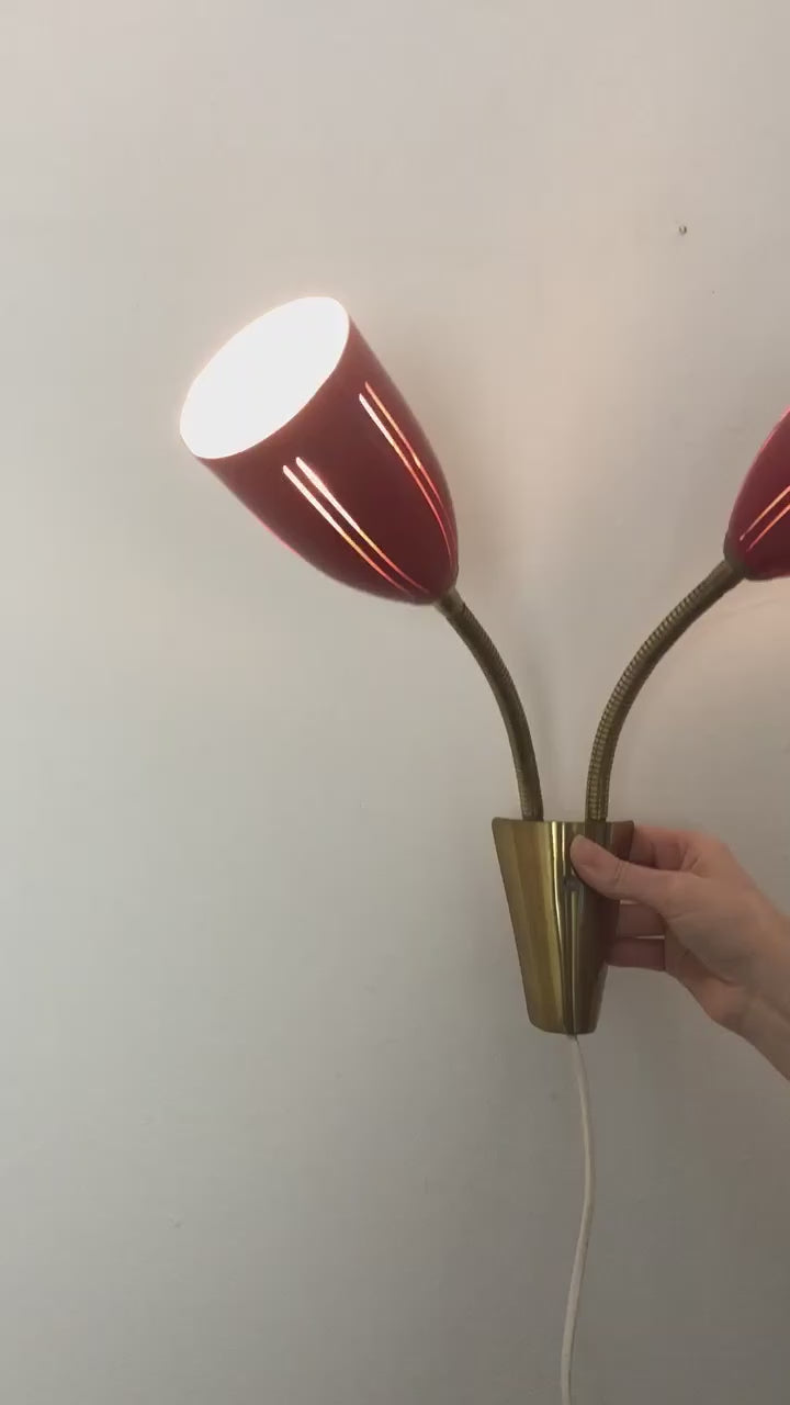 Double-Arm Red Wall Sconce