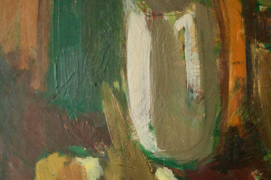 Original Swedish Oil on Panel Painting – Signed “O. Ln”, 1950
