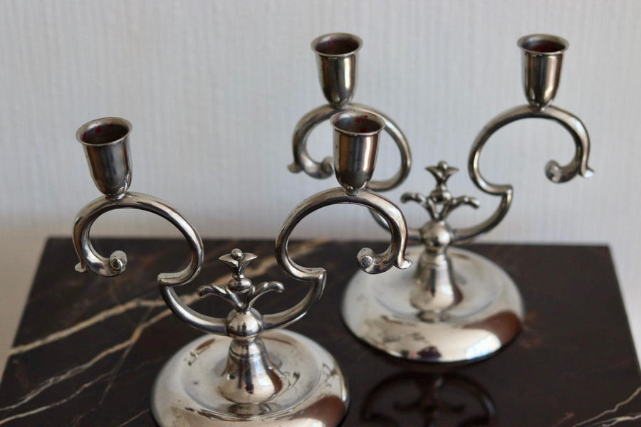 Pair of Vintage Swedish Pewter Candleholders by  Svenskt Tenn